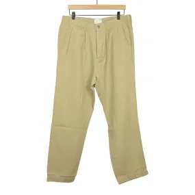 Military chino in camp khaki cotton and linen slub twill (restock)