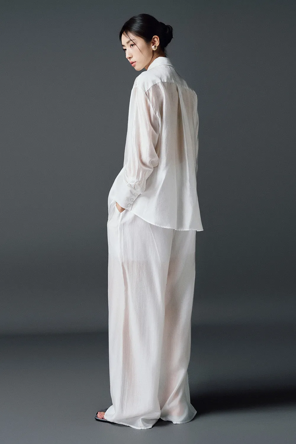 Molly Straight Wide Leg Chiffon Floor Length Trousers