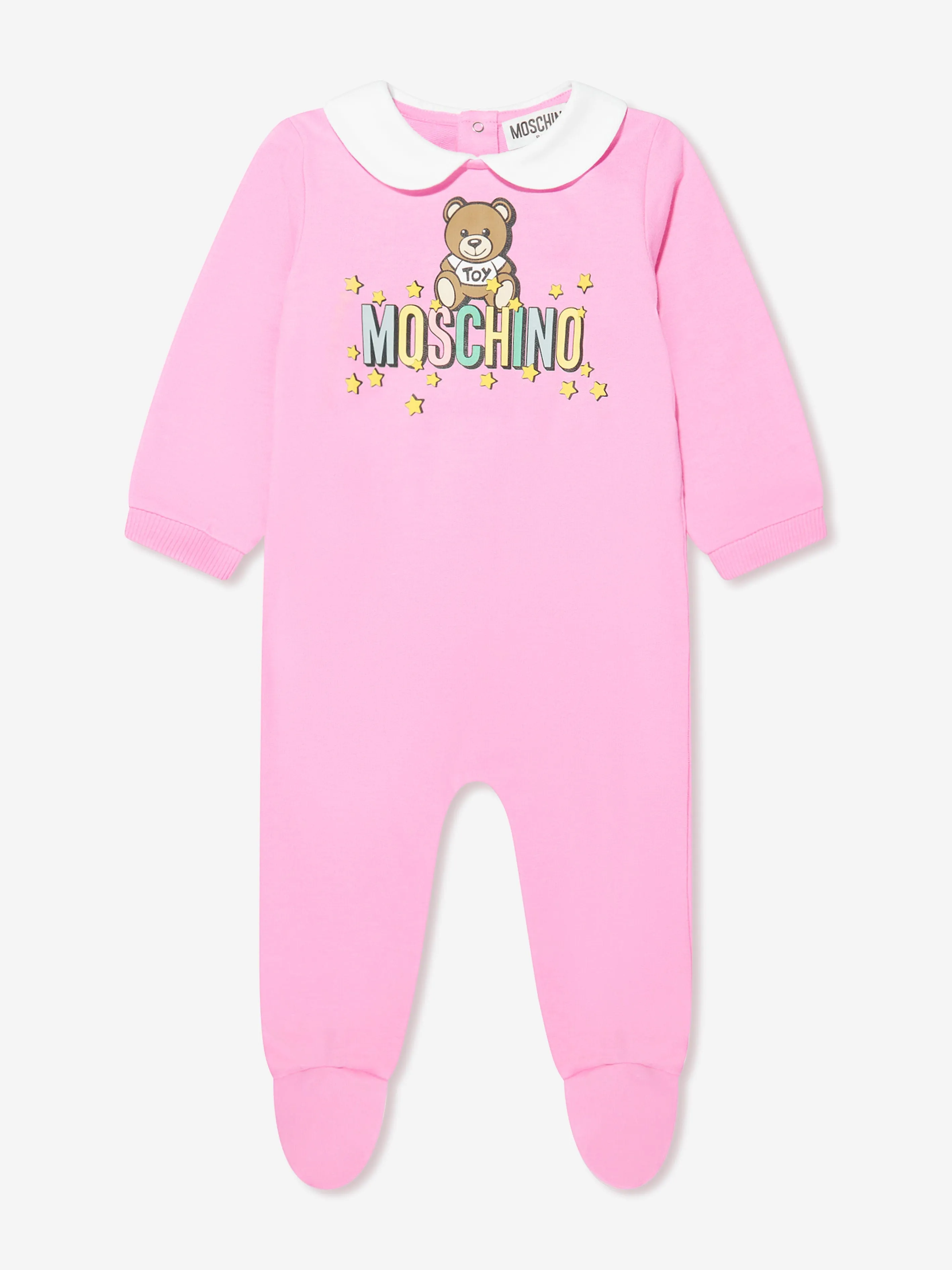 Moschino Baby Girls Teddy Logo Babygrow in Pink