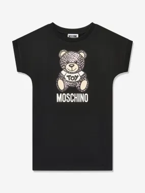 Moschino Girls Teddy Logo Jersey Dress in Black