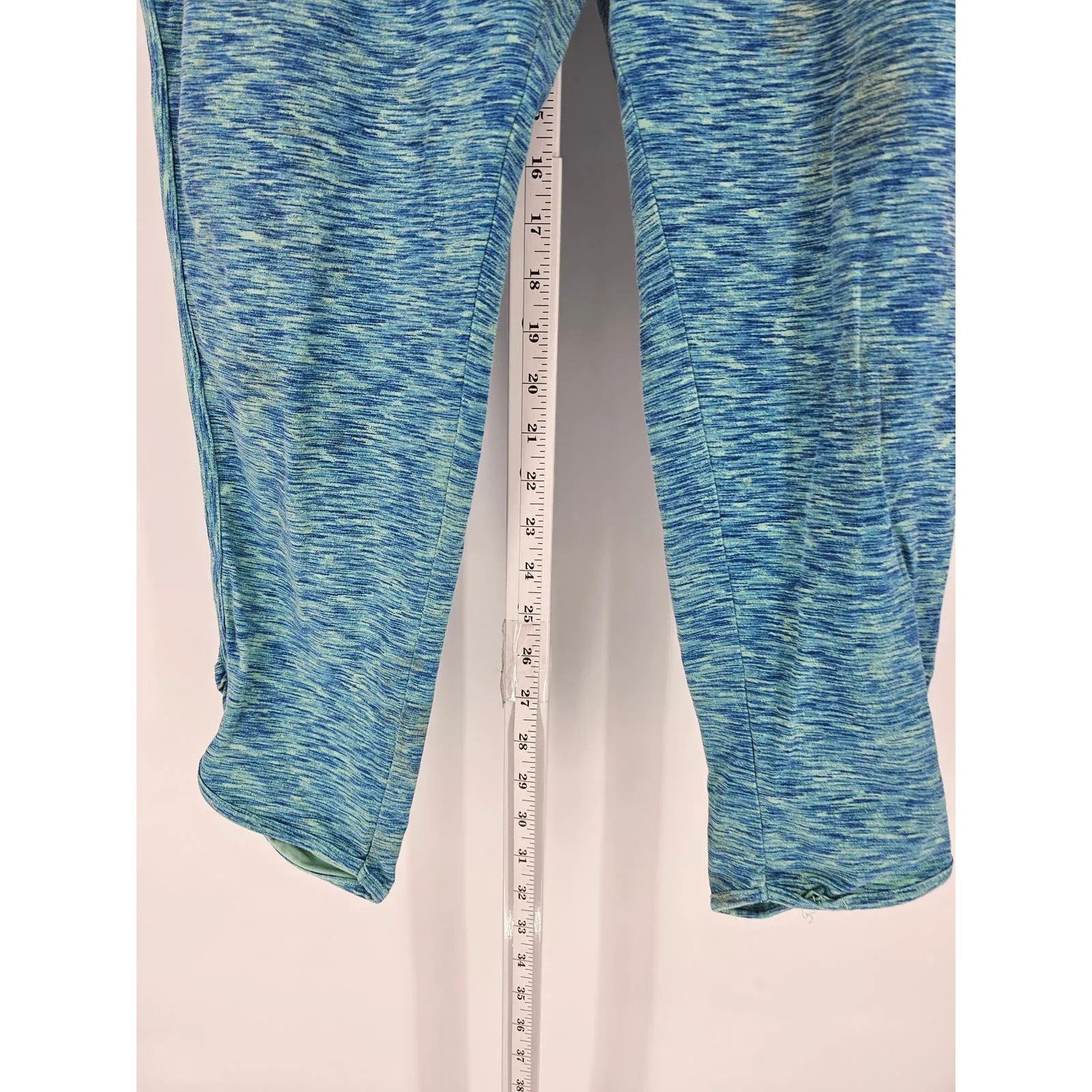 Mossimo Supply Womens Sz XXL Cropped Compression Leggings Light Blue Spacedye