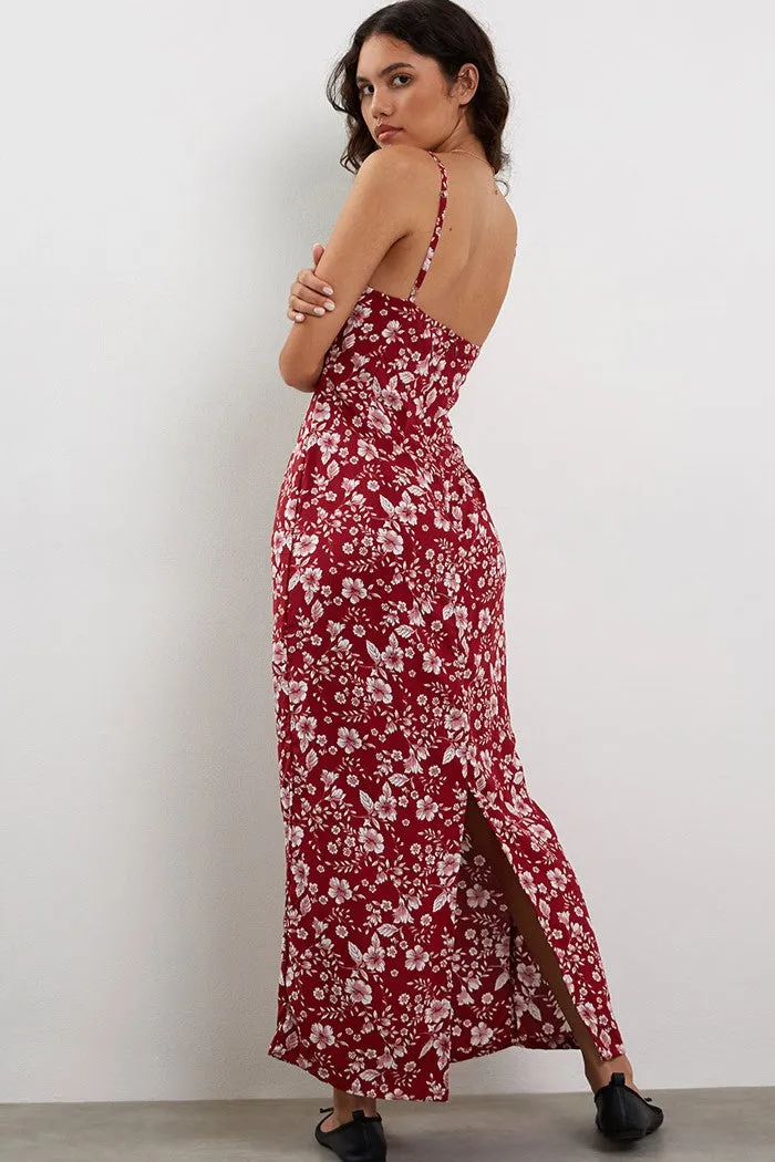 Motel Rocks Maisara Maxi Dress in Berry Blush Floral