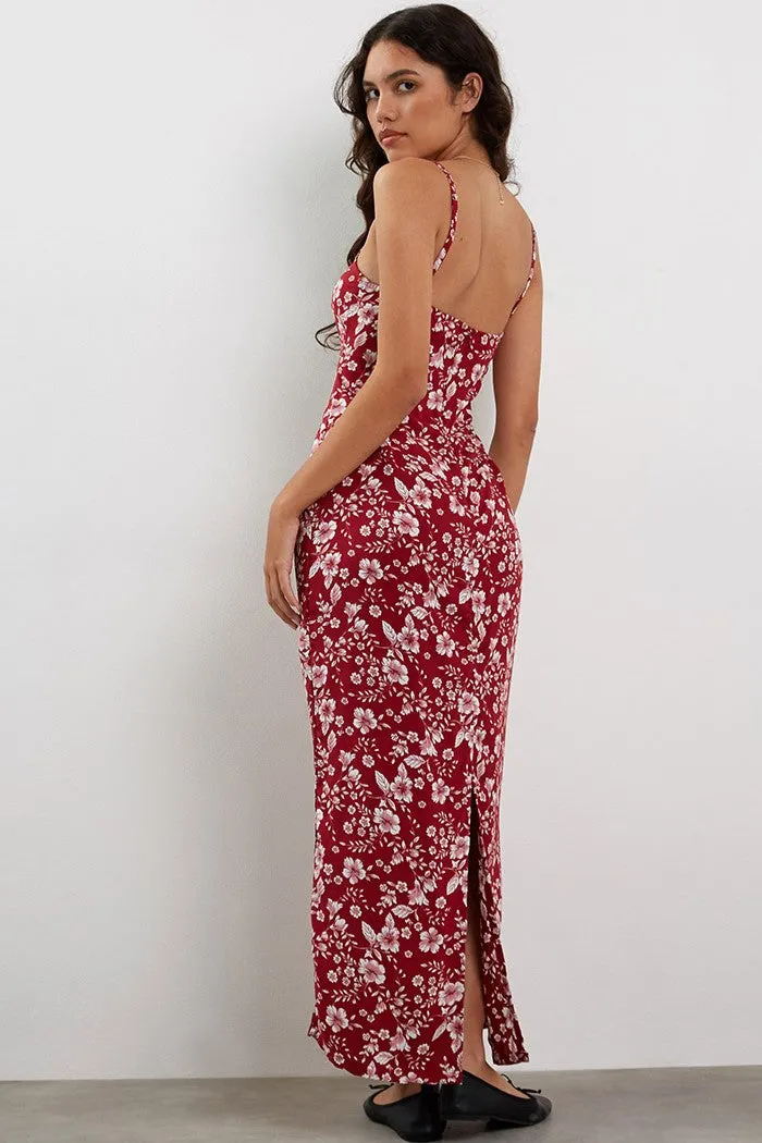 Motel Rocks Maisara Maxi Dress in Berry Blush Floral