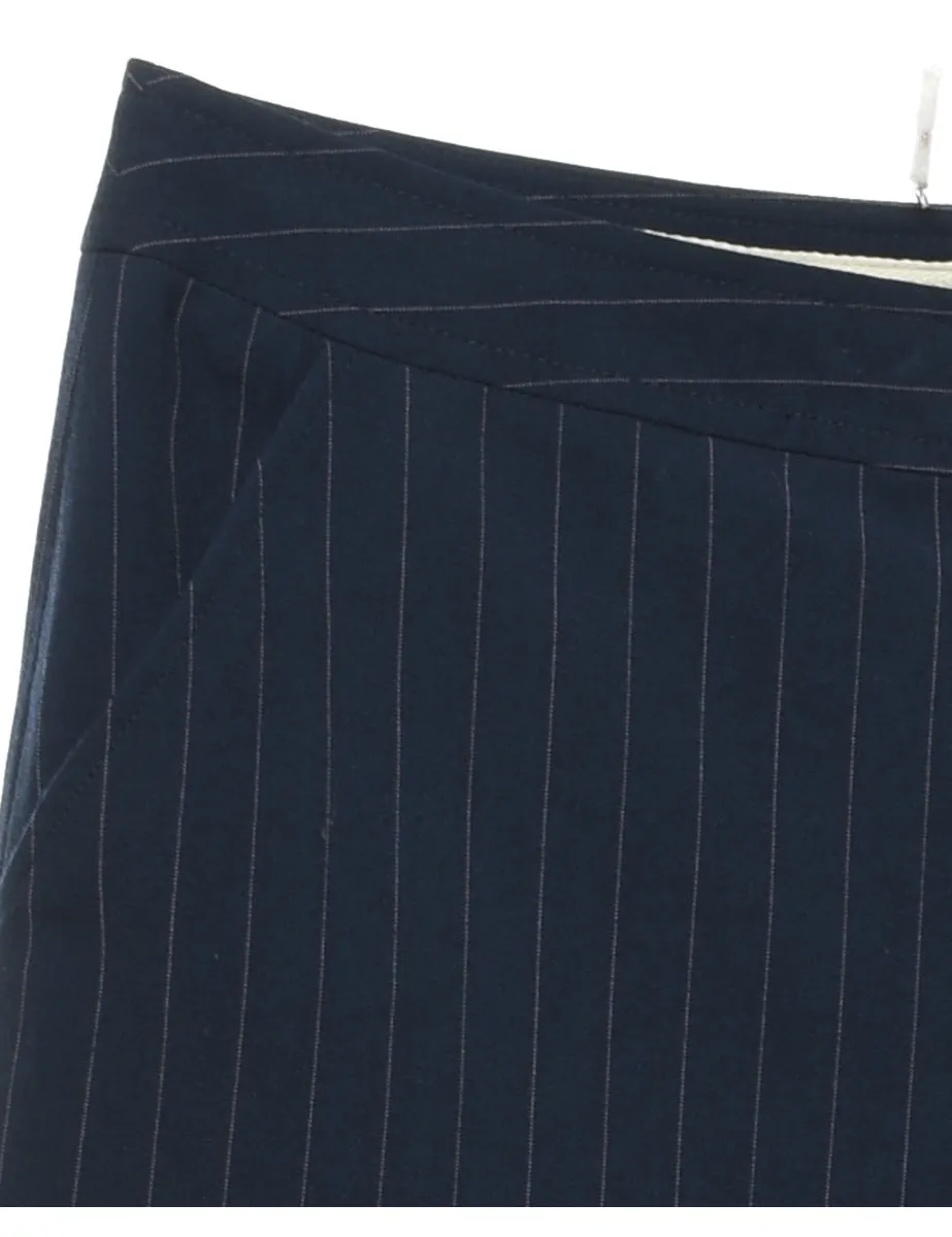 Navy Striped Cropped Trousers - W32 L29