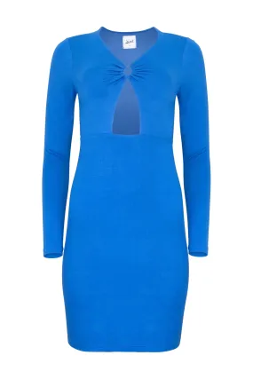 Nelly Front Cut Out Modal Mini Dress - Azure