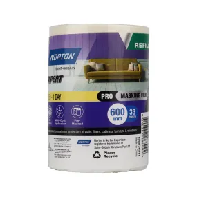 NORTON Premasked Film Refill Cartridge 600mm x 33m Plastic Drop Sheet Painting