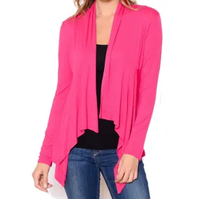 Open Draped Cardigan in Fuchsia