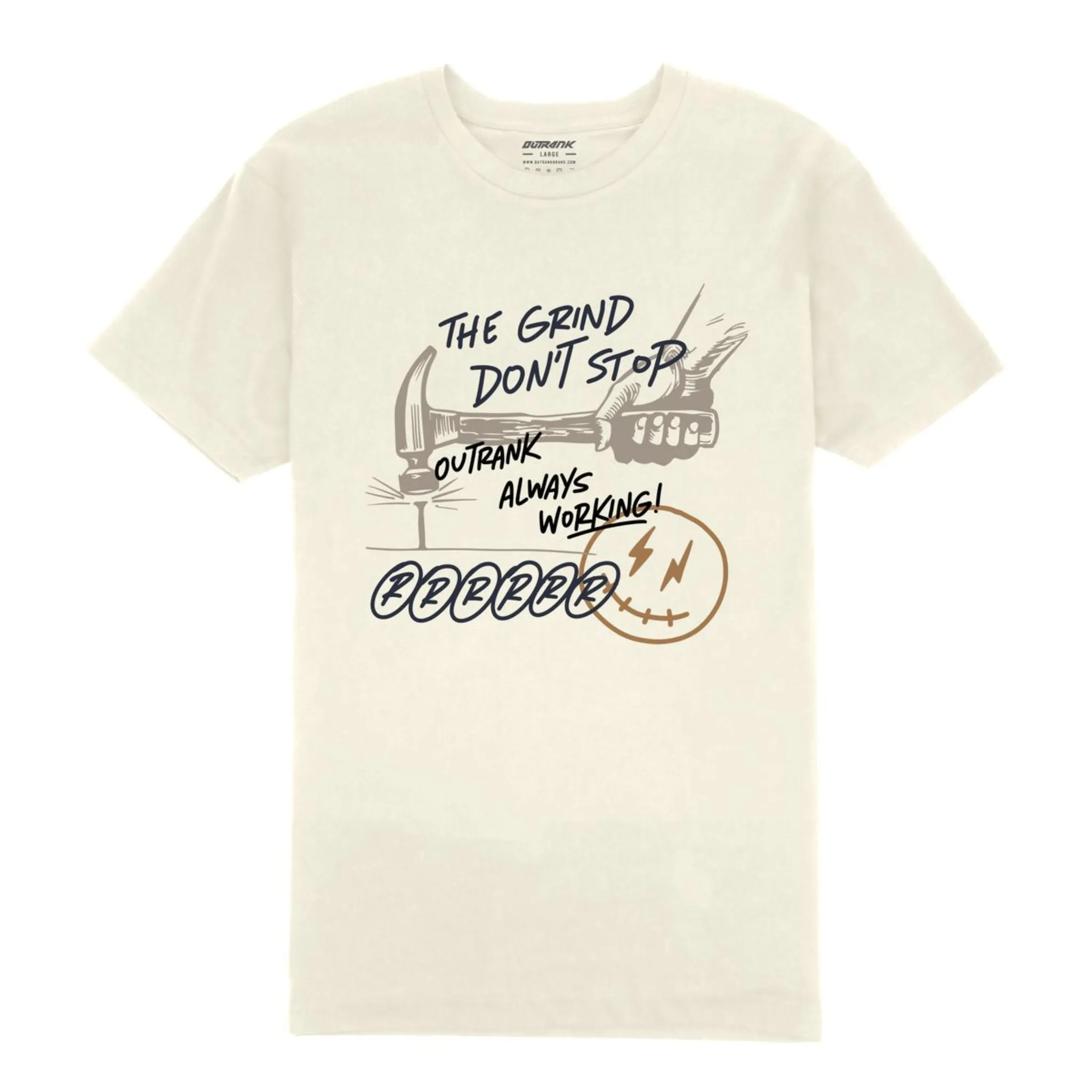 Outrank "The Grind Don't Stop" Tee (Vintage White)