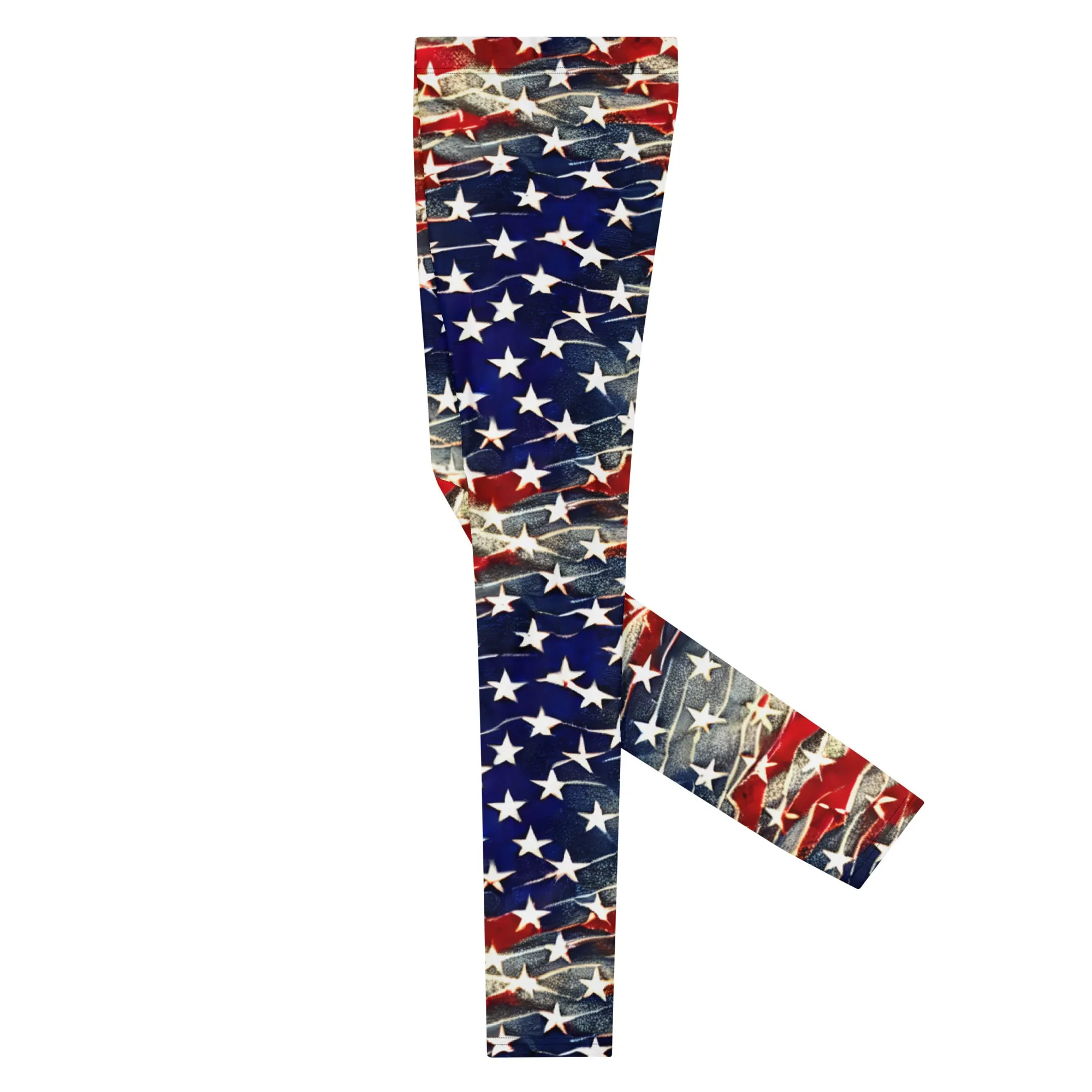 Patriotic Men's Leggings - American Flag Print, Athletic Fit, 4th of July, Durable - Perfect for Workouts & Casual Wear