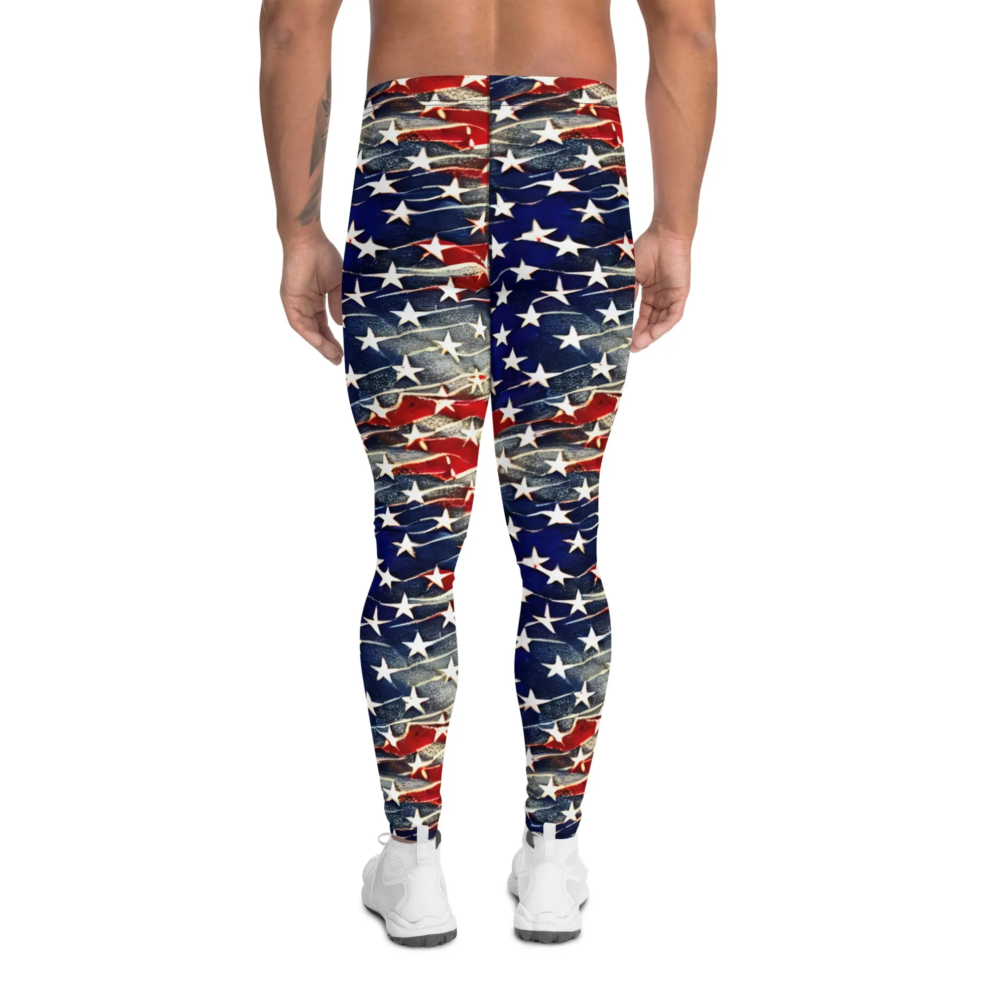 Patriotic Men's Leggings - American Flag Print, Athletic Fit, 4th of July, Durable - Perfect for Workouts & Casual Wear