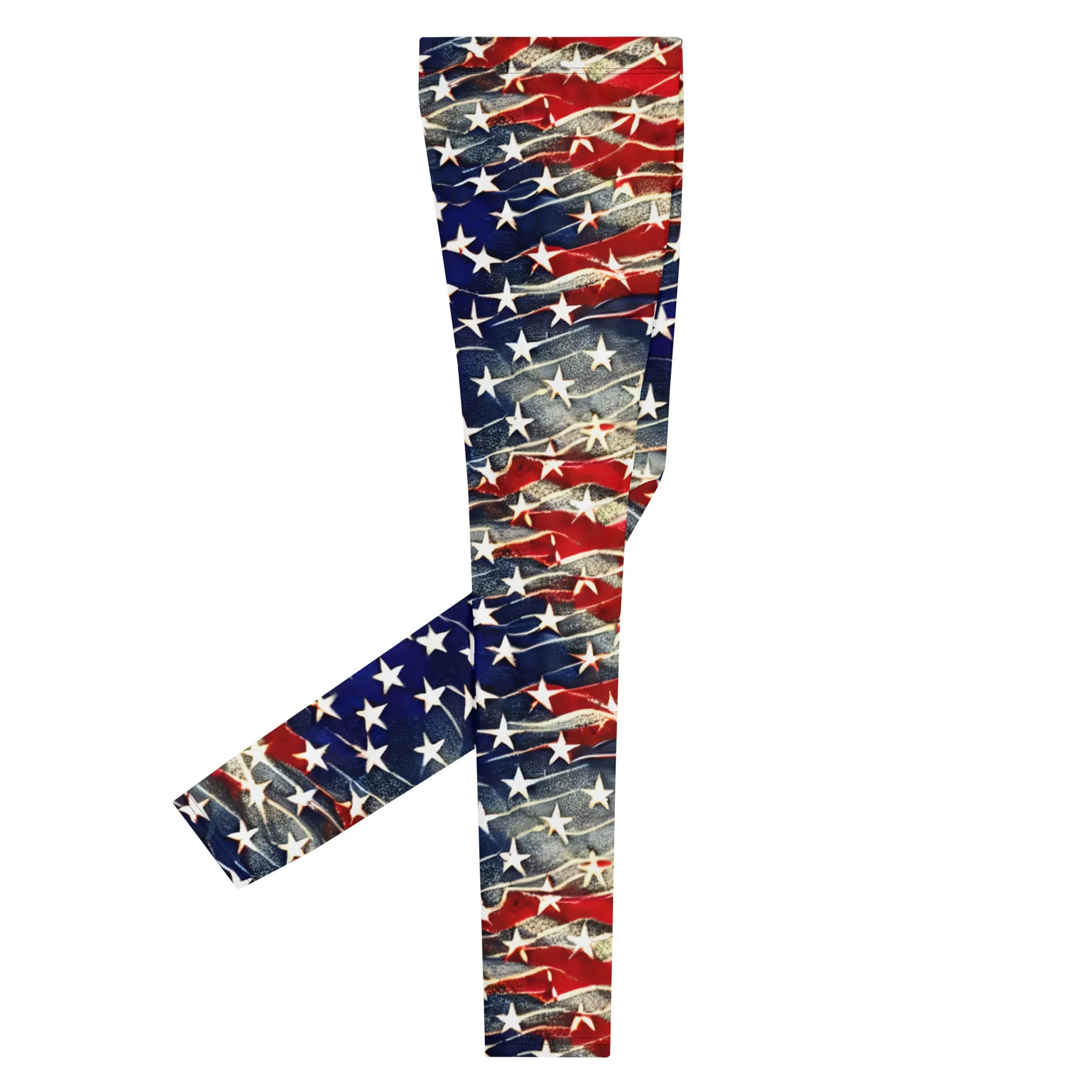 Patriotic Men's Leggings - American Flag Print, Athletic Fit, 4th of July, Durable - Perfect for Workouts & Casual Wear