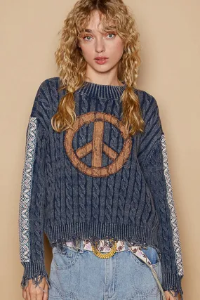 Peace Distressed Sweater #291