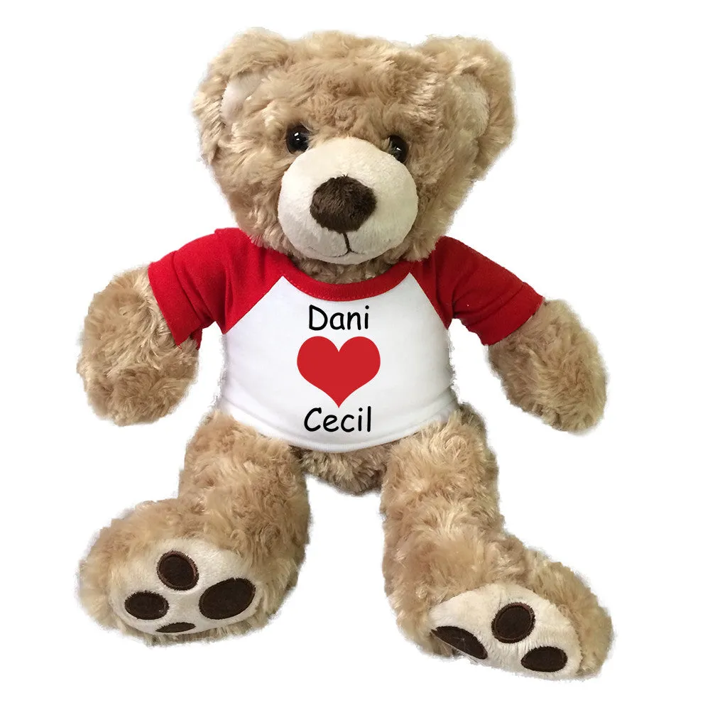 Personalized Valentine Teddy Bear - 13" Honey Vera Bear