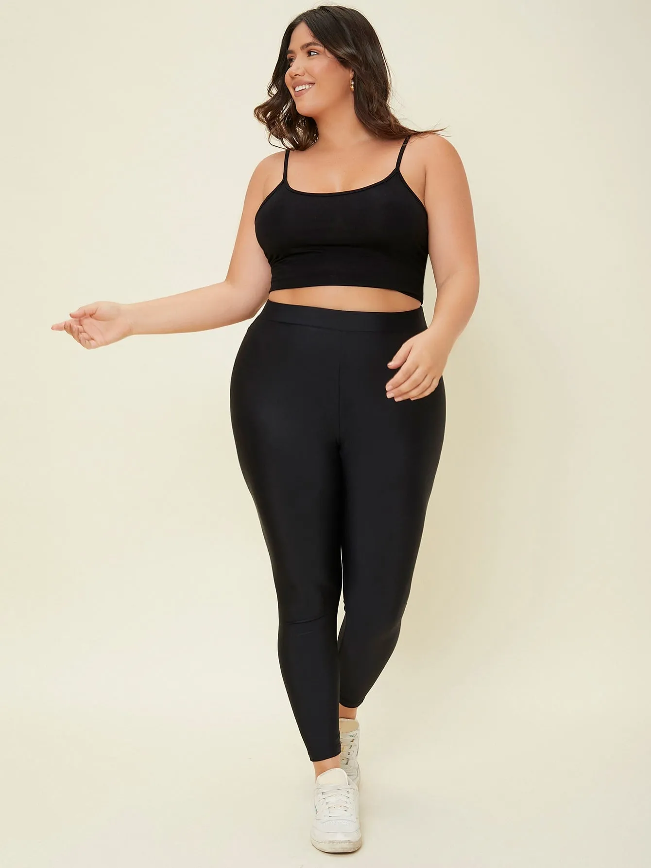 Plain Cropped Plus Size Leggings