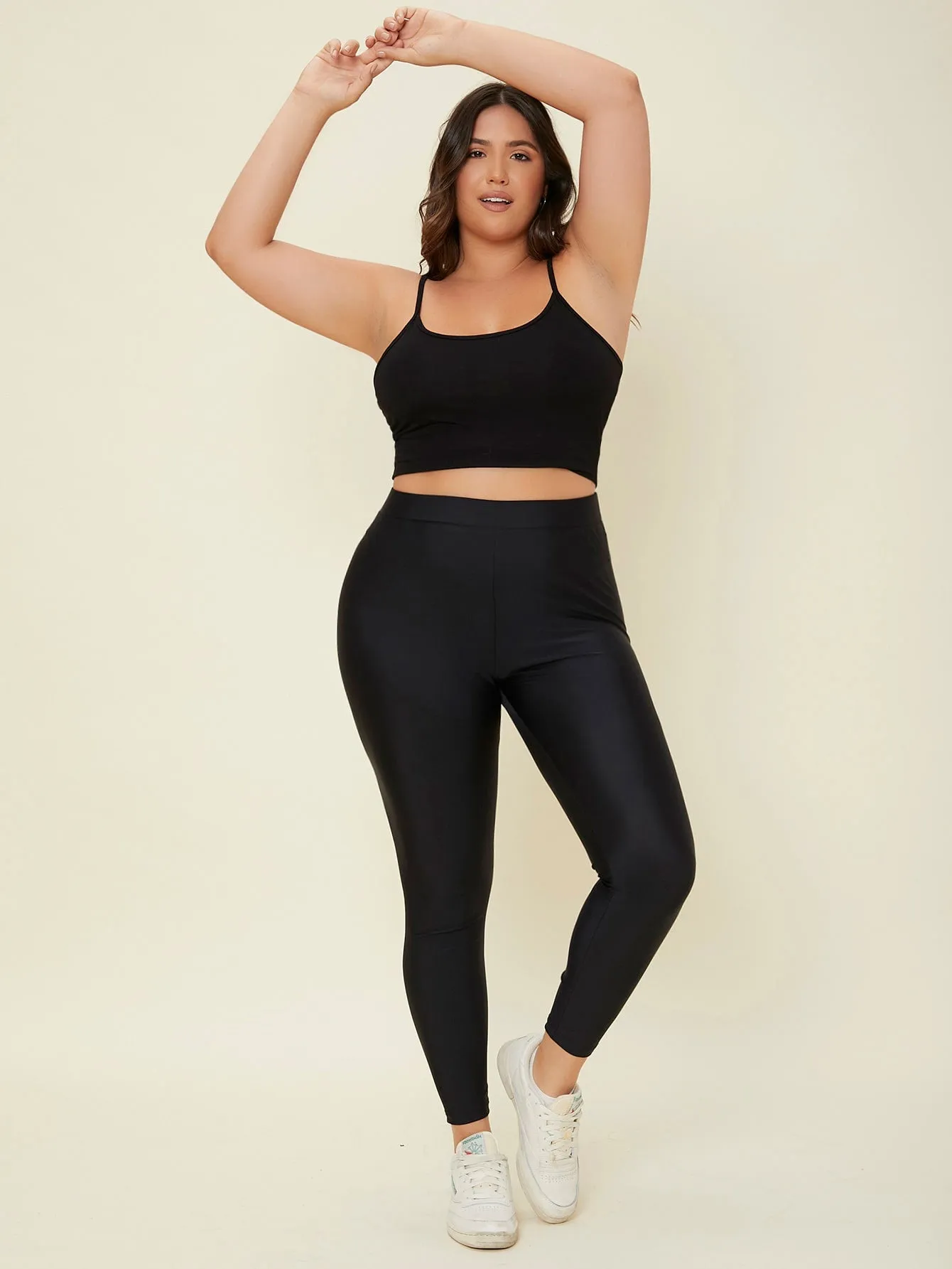 Plain Cropped Plus Size Leggings