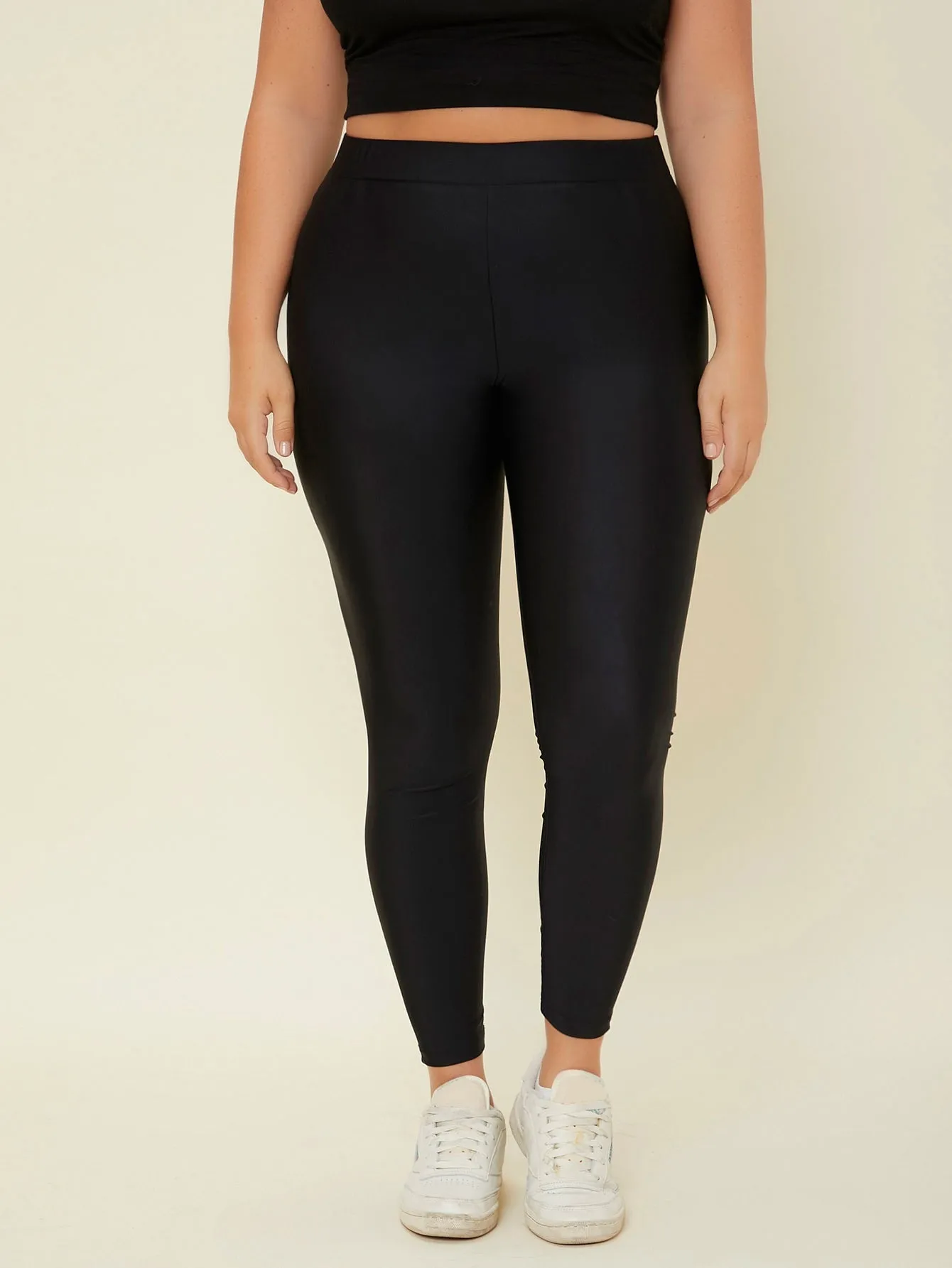 Plain Cropped Plus Size Leggings