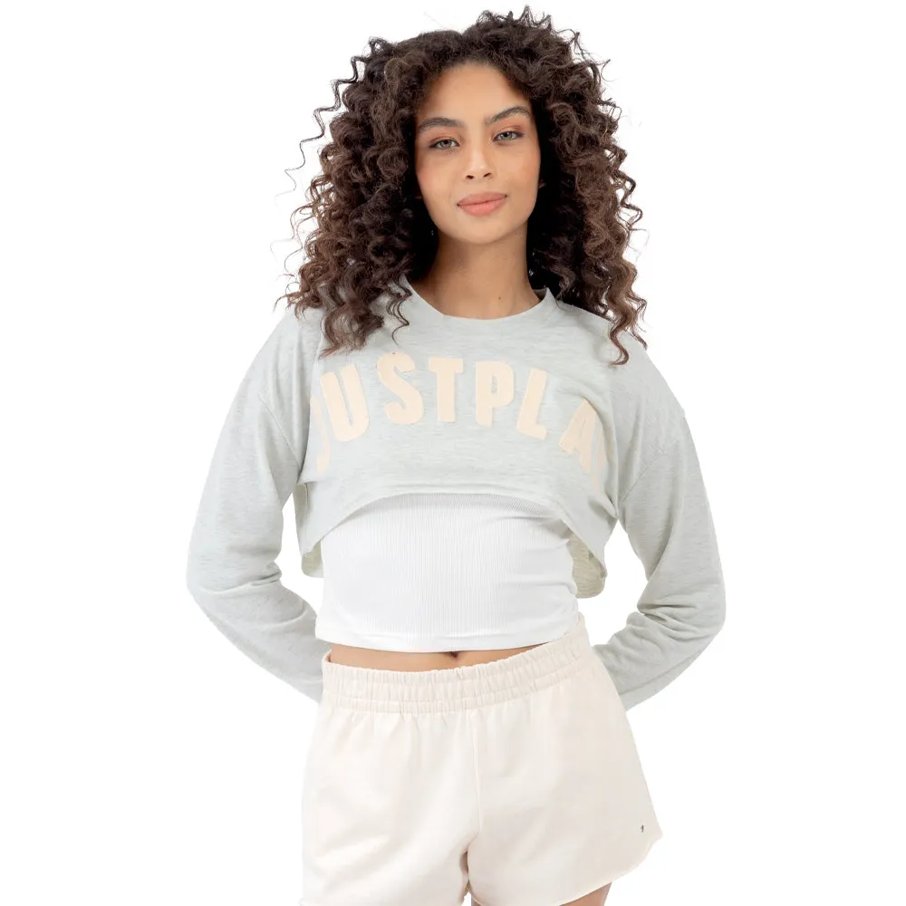 PLAYERA-SWEATER CORTA ESTAMPADA PARA MUJER FOREVER 21