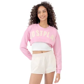 PLAYERA-SWEATER CORTA ESTAMPADA PARA MUJER FOREVER 21