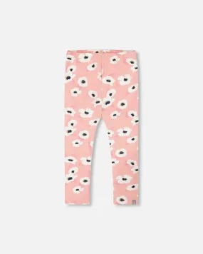 Printed Leggings Pink With White Flowers