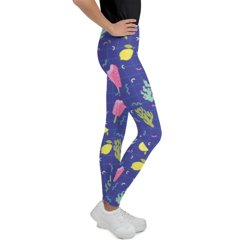 Purple Ice-cream Kid's Tights, Best Fun Lemon Cactus Summer Youth Leggings Tights Pants - Made in USA/EU