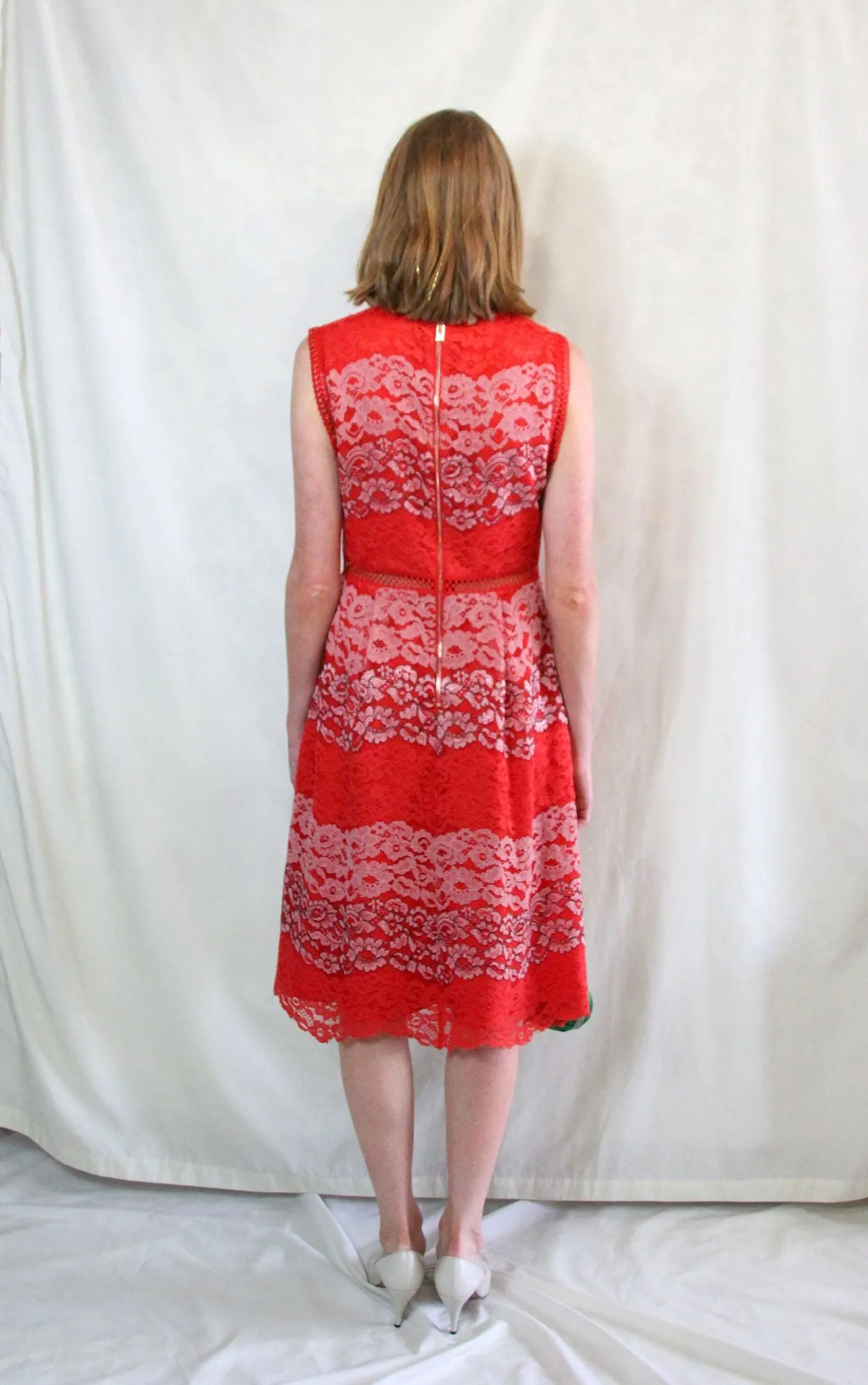 Red Lace Midi Dress