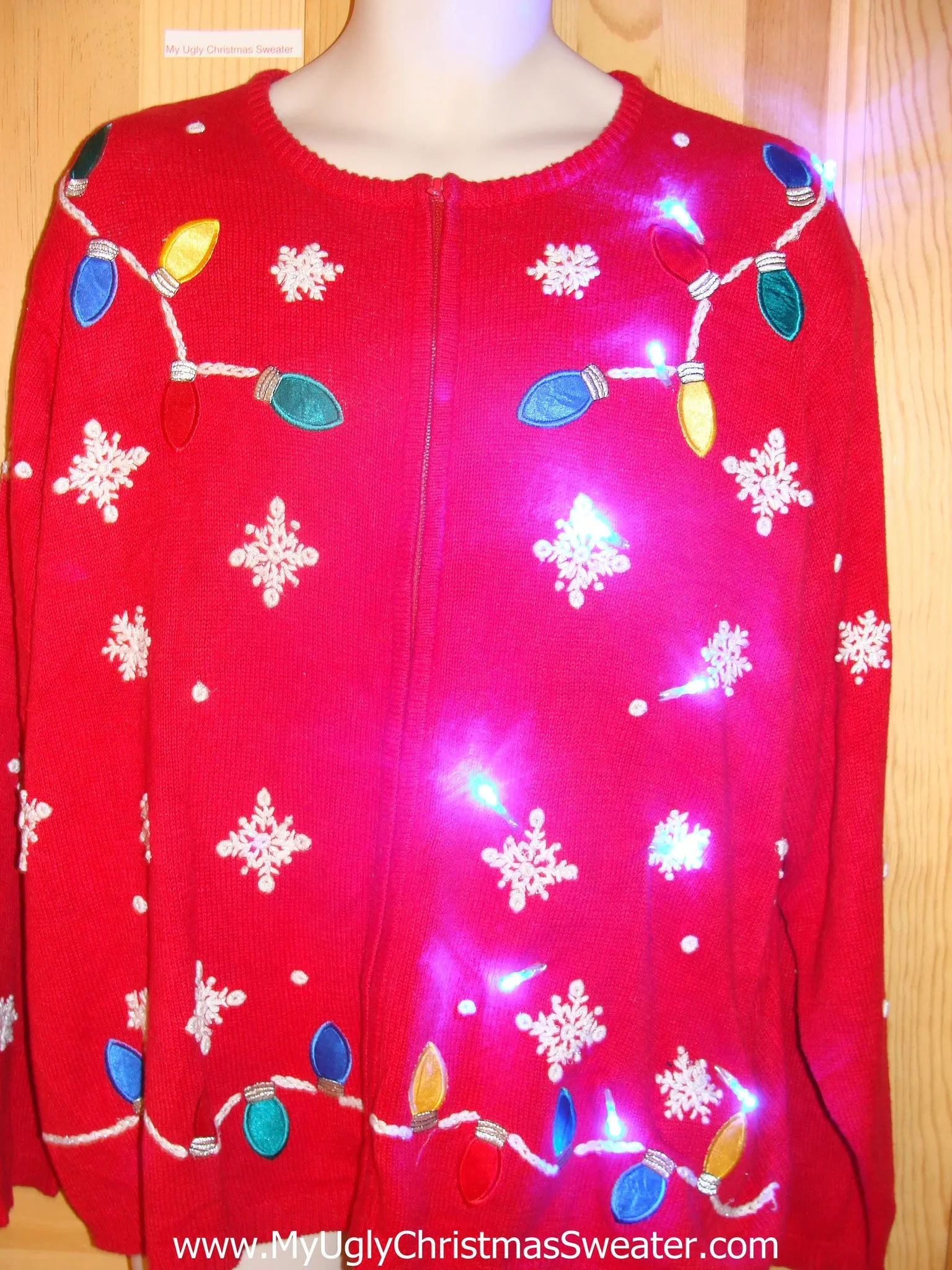 Red Light Up Ugly Christmas Sweater in Womens Mens XXXL