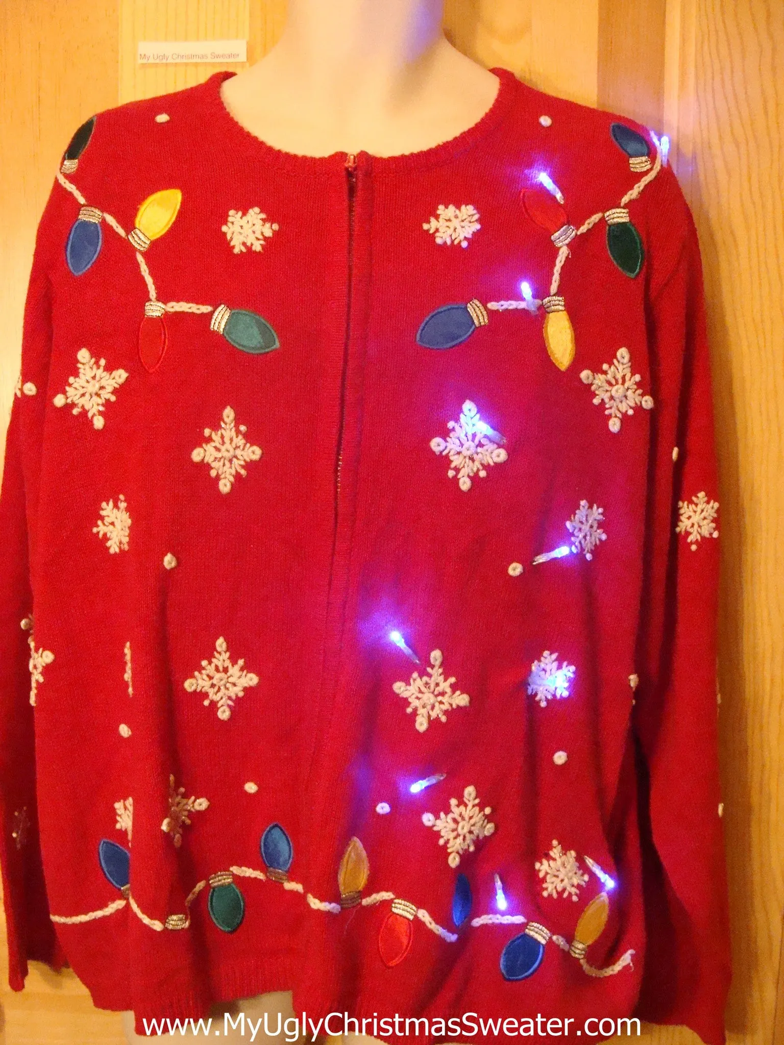 Red Light Up Ugly Christmas Sweater in Womens Mens XXXL