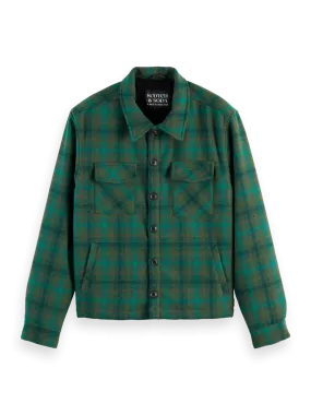 Relaxed-Fit Teddy-Lined Check Overshirt (Green) - 178626WI24300