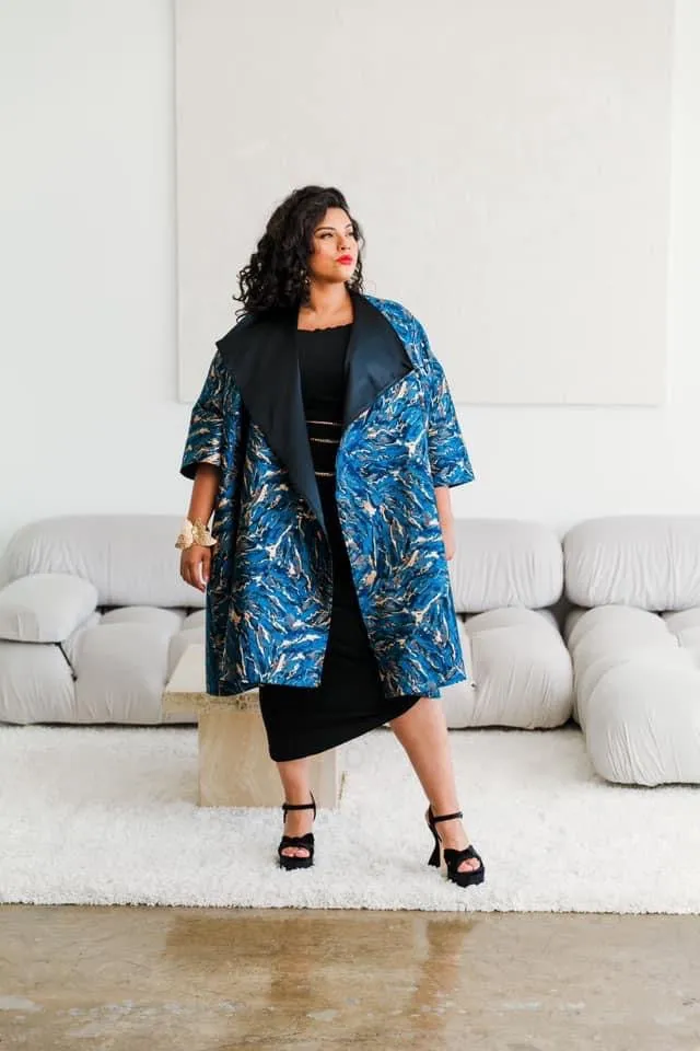 Reversible Opera Coat in "Zampa"  (Blue)