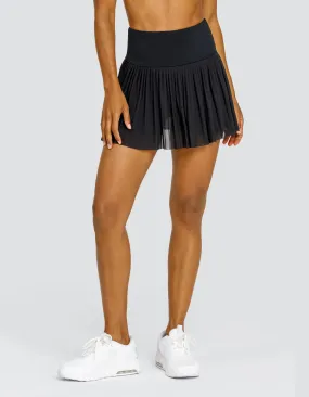 SERAPHINA PLEATED MESH SKIRT WITH INNER SHORT - ONYX BLACK