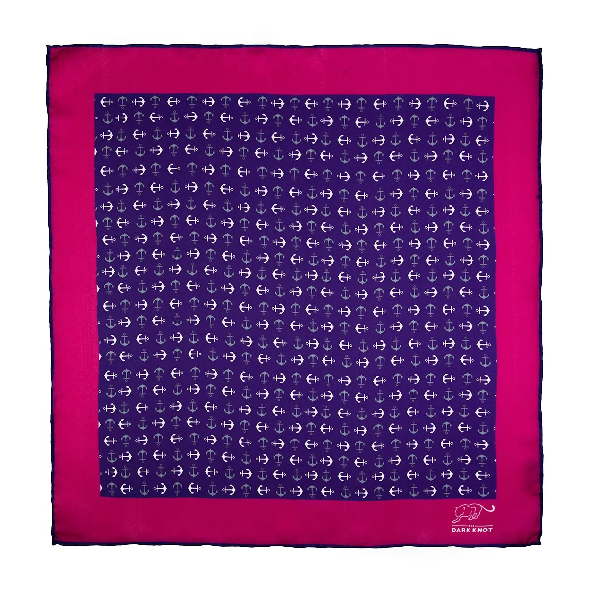 Stony Creek Anchor Silk Pocket Square, Purple / White / Grey