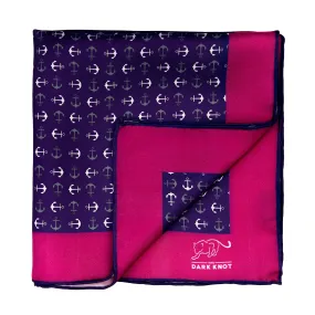 Stony Creek Anchor Silk Pocket Square, Purple / White / Grey