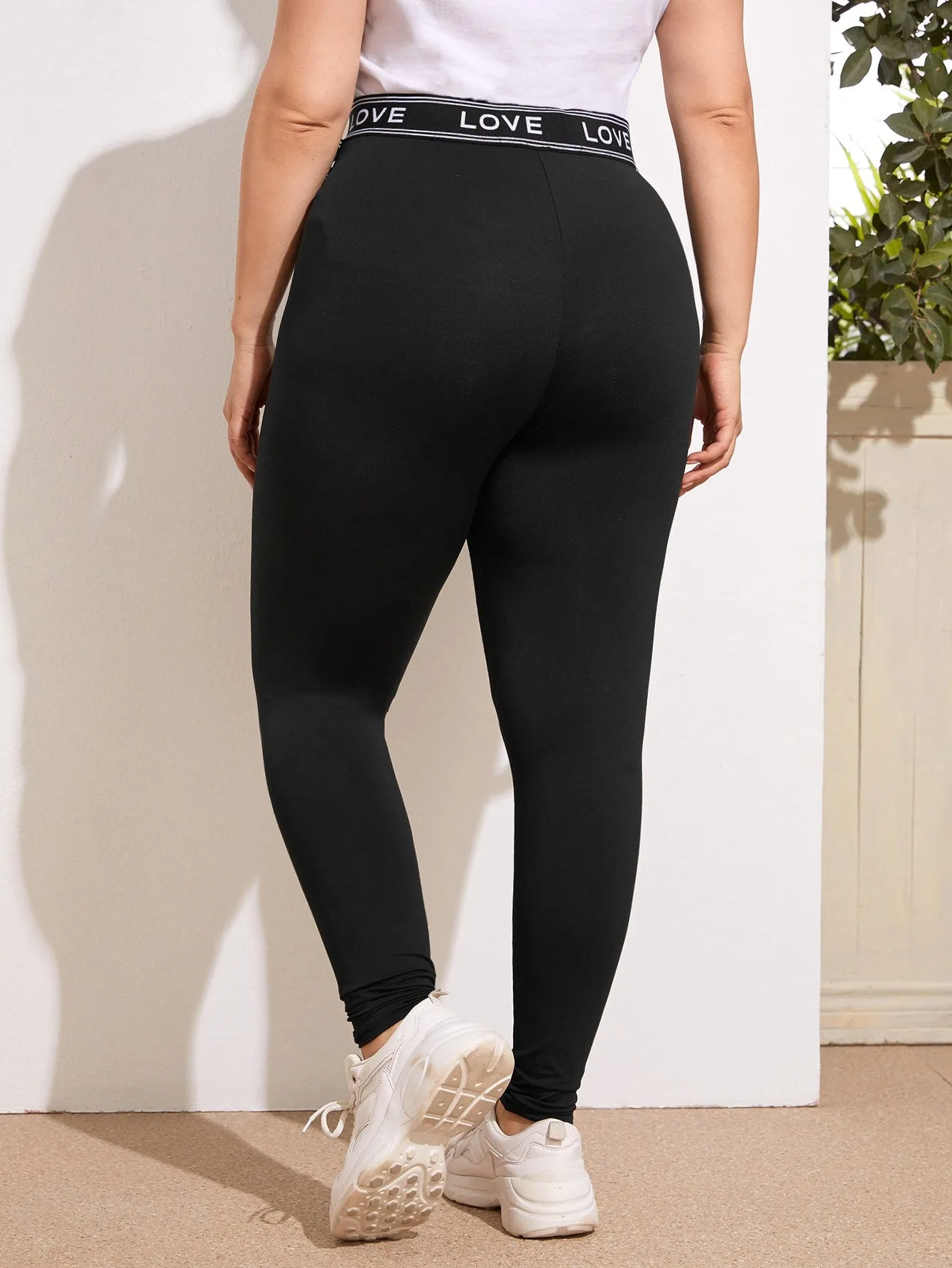 Striped Criss Cross Long Plus Size Leggings