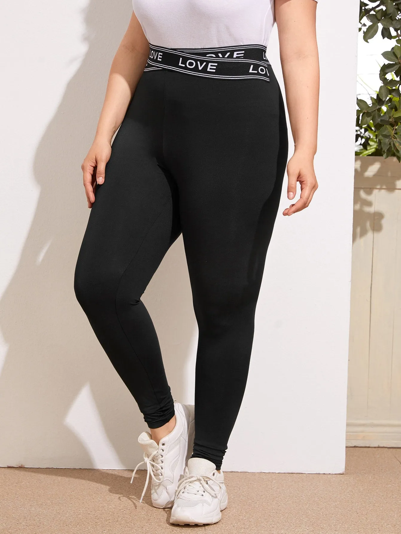 Striped Criss Cross Long Plus Size Leggings