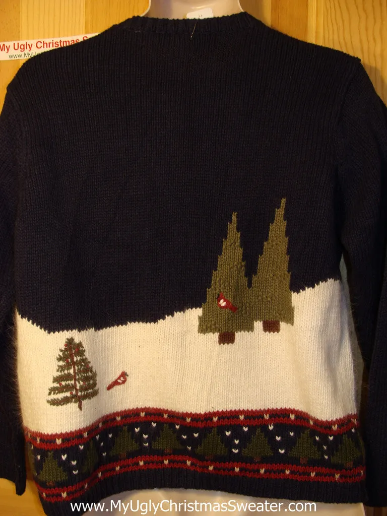 Tacky Ugly Christmas Sweater with Snowman in a Winter Wonderland. Two Sided Design   (f79)