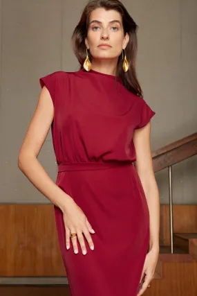 TESSA red short kimono sleeves midi dress