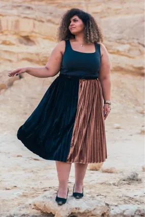 The joker velvet pleated Skirt - Brown