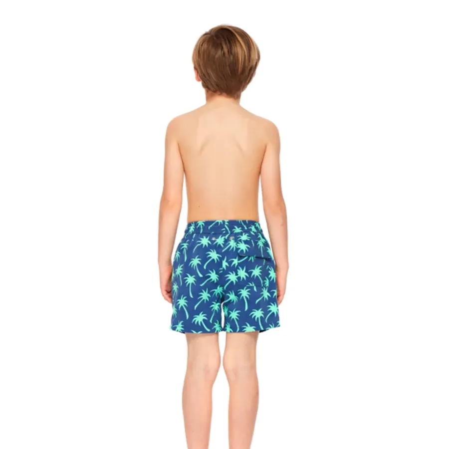 Tom & Teddy Boys Palms Swim Shorts PALNS-J - Navy/ Spring Green