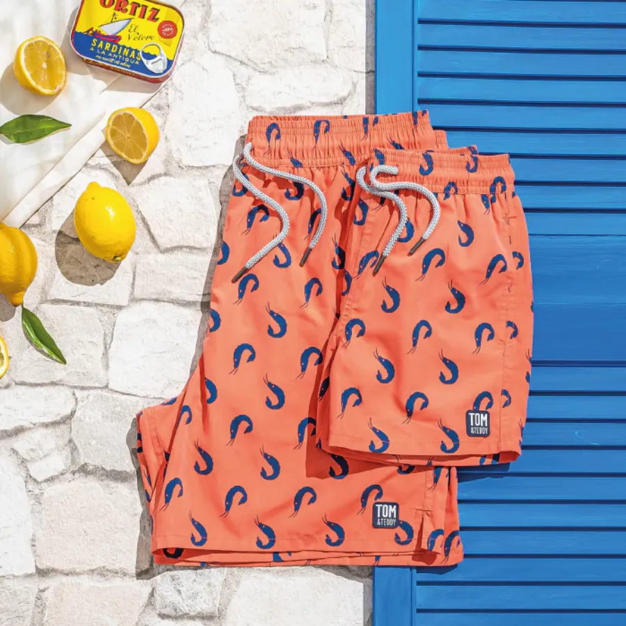 Tom & Teddy Shrimps Boys Swim Shorts SHRCB-J - Coral/ Blue