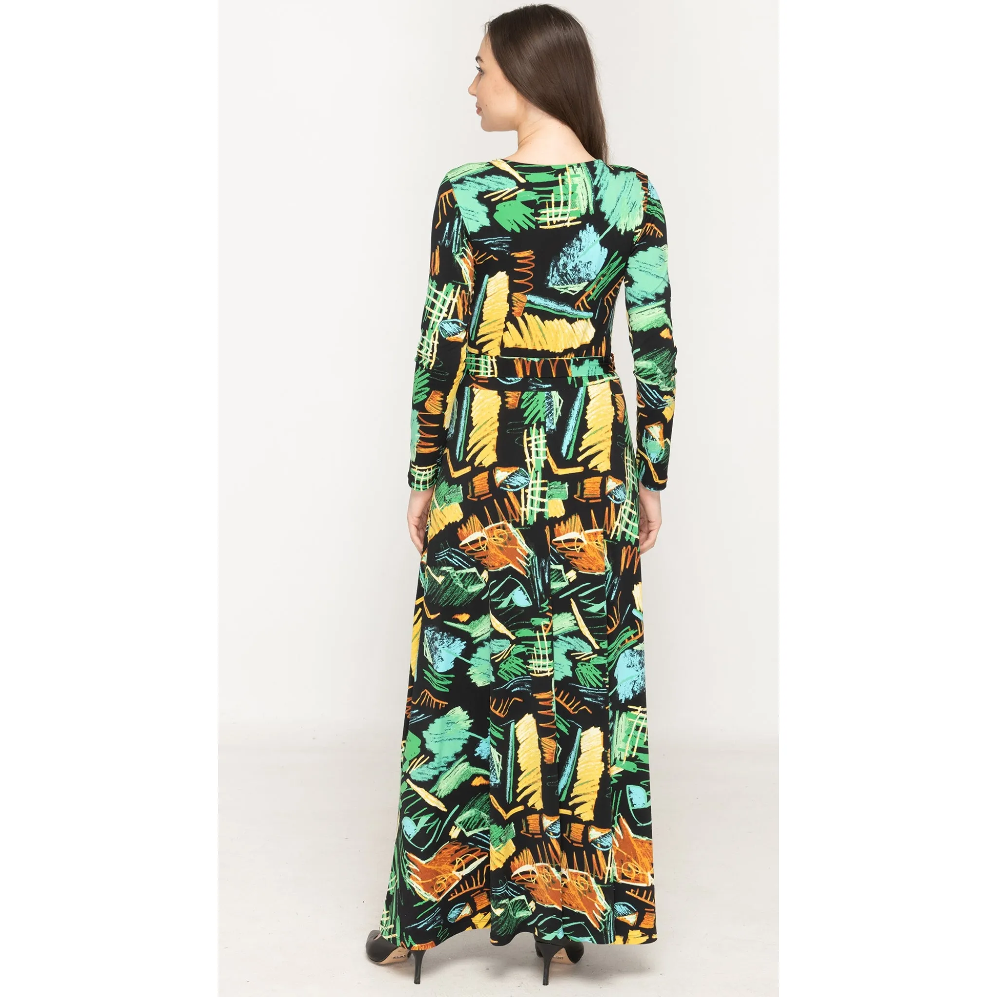 Tropic Leafy Belted Maxi