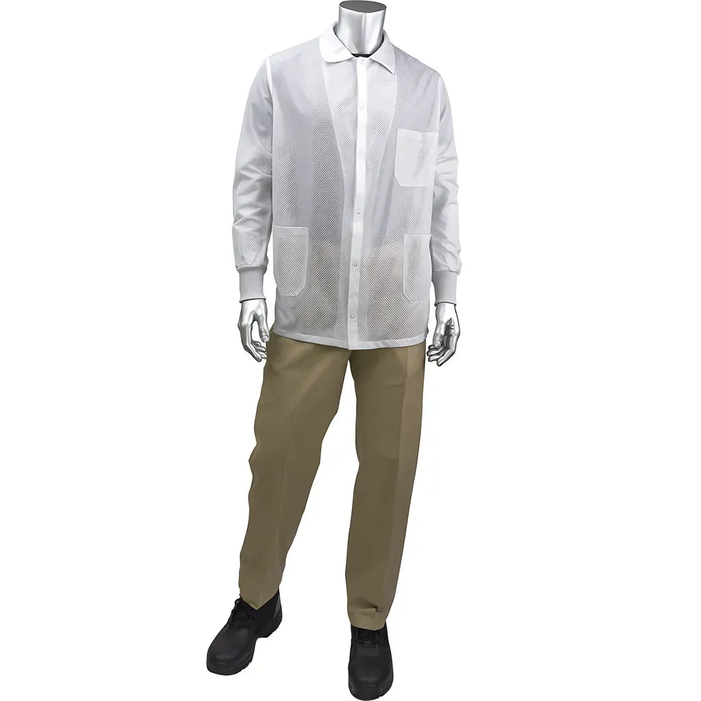 Uniform Technology BR49AC-44WH-3XL StatStar Short ESD Labcoat - ESD Knit Cuff