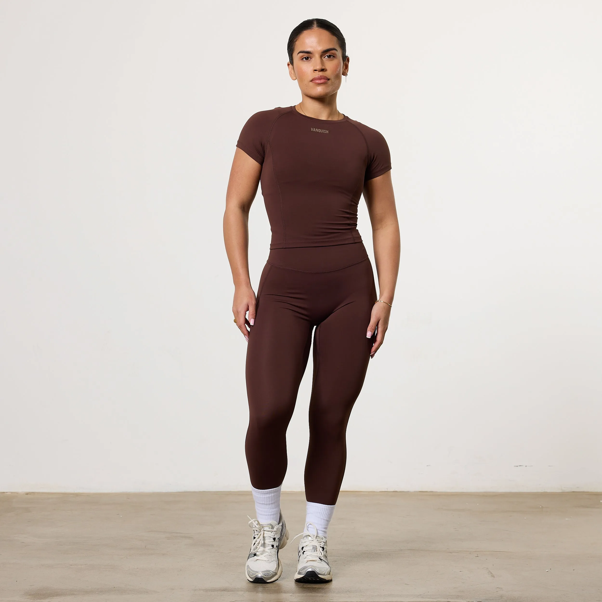 VANQUISH ENHANCE COFFEE BROWN HIGH-WAIST LEGGING