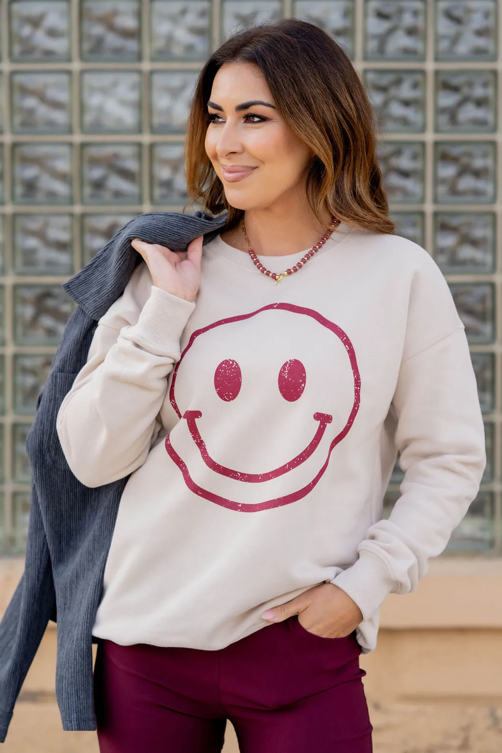 Vintage Smiley Face Graphic Crewneck