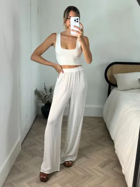 Weston Wide Leg Beach trousers in Off White