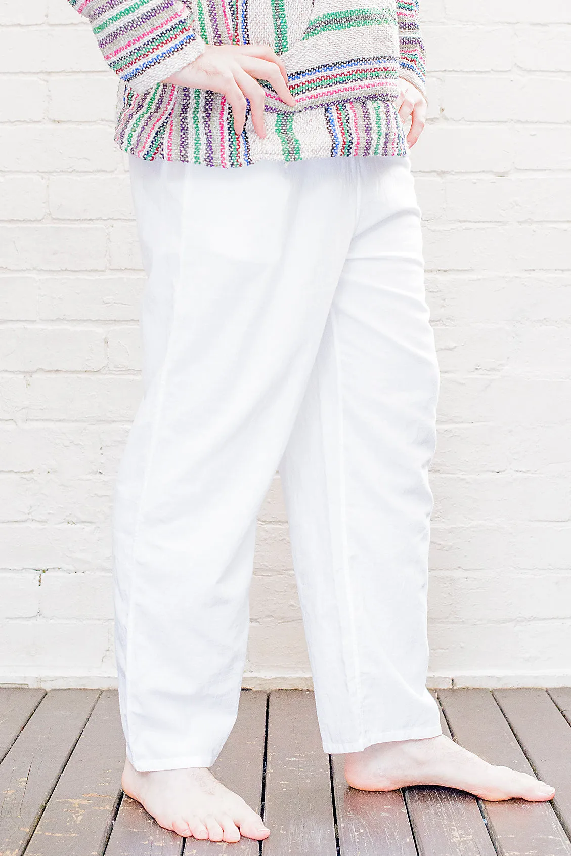 White Straight Leg Cotton Pants