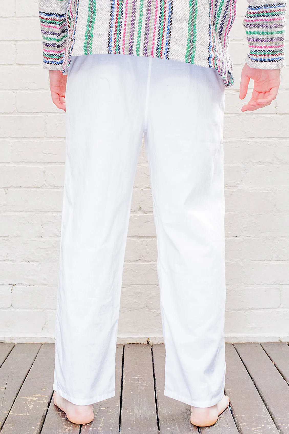 White Straight Leg Cotton Pants