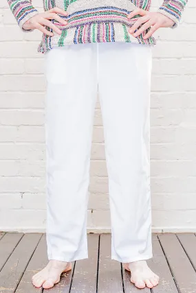 White Straight Leg Cotton Pants