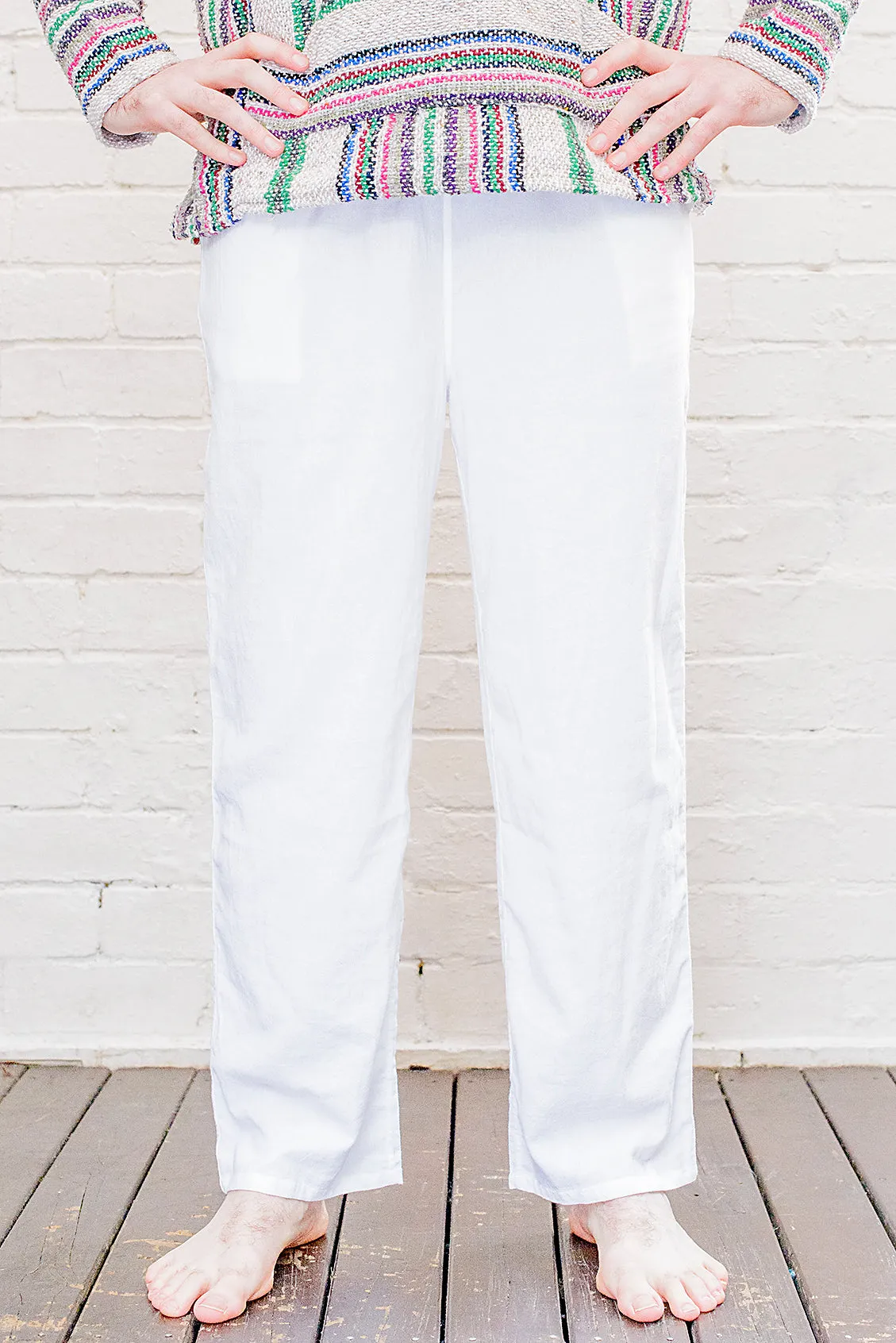 White Straight Leg Cotton Pants