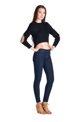 Women's Long Sleeve Cable Knit Crop Sweatshirt