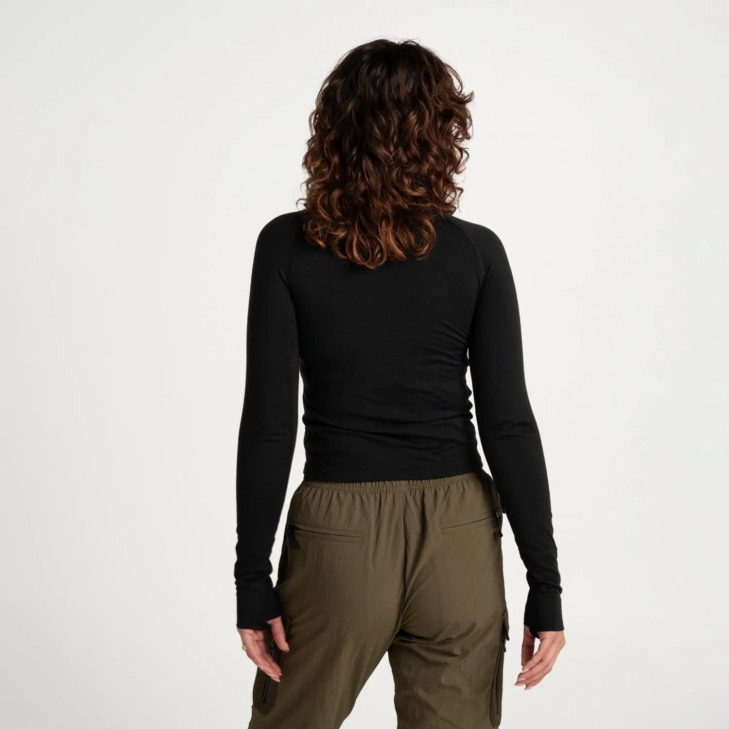 Womens Merino LS Base Layer Charcoal